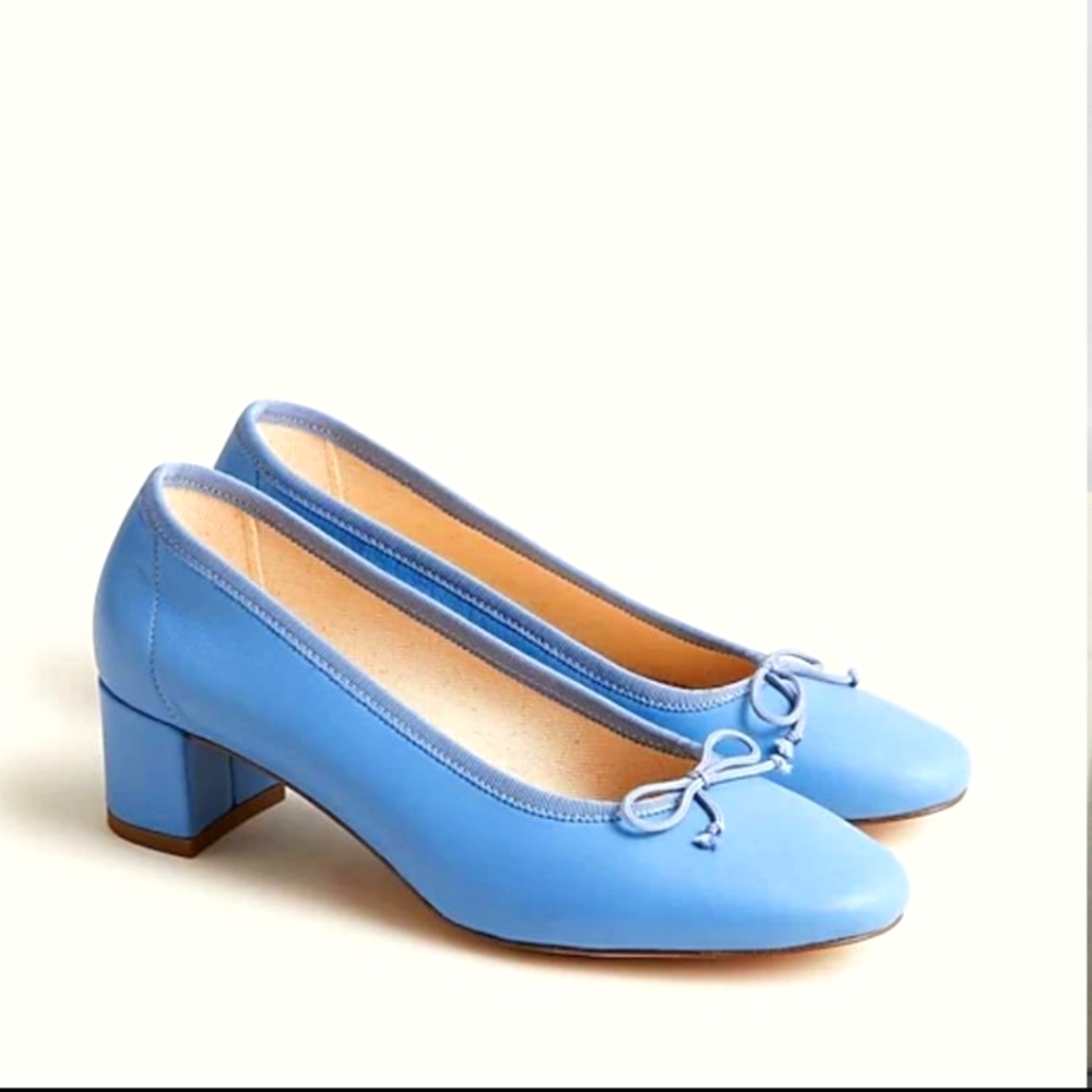 J Crew Kate Block Heel Ballet baby blue